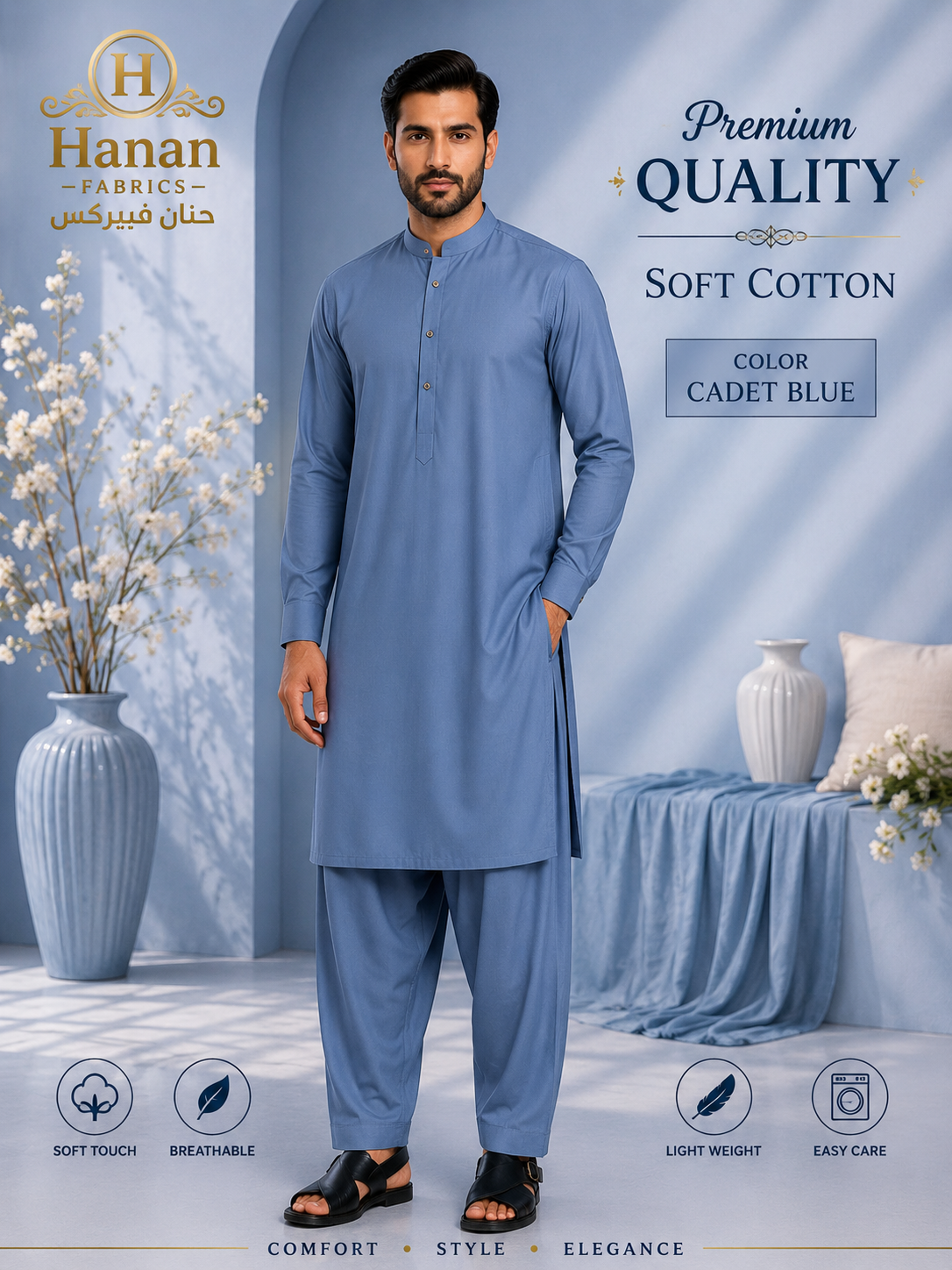 Premium Soft Cotton - Cadet Blue
