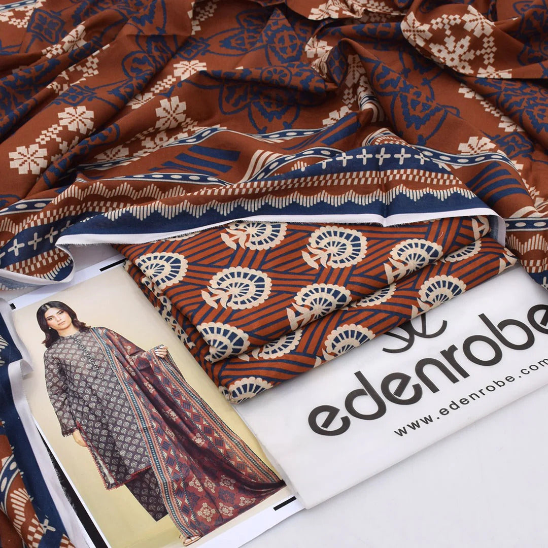 Edenrobe Digital Lawn 3-Piece Un-Stitched