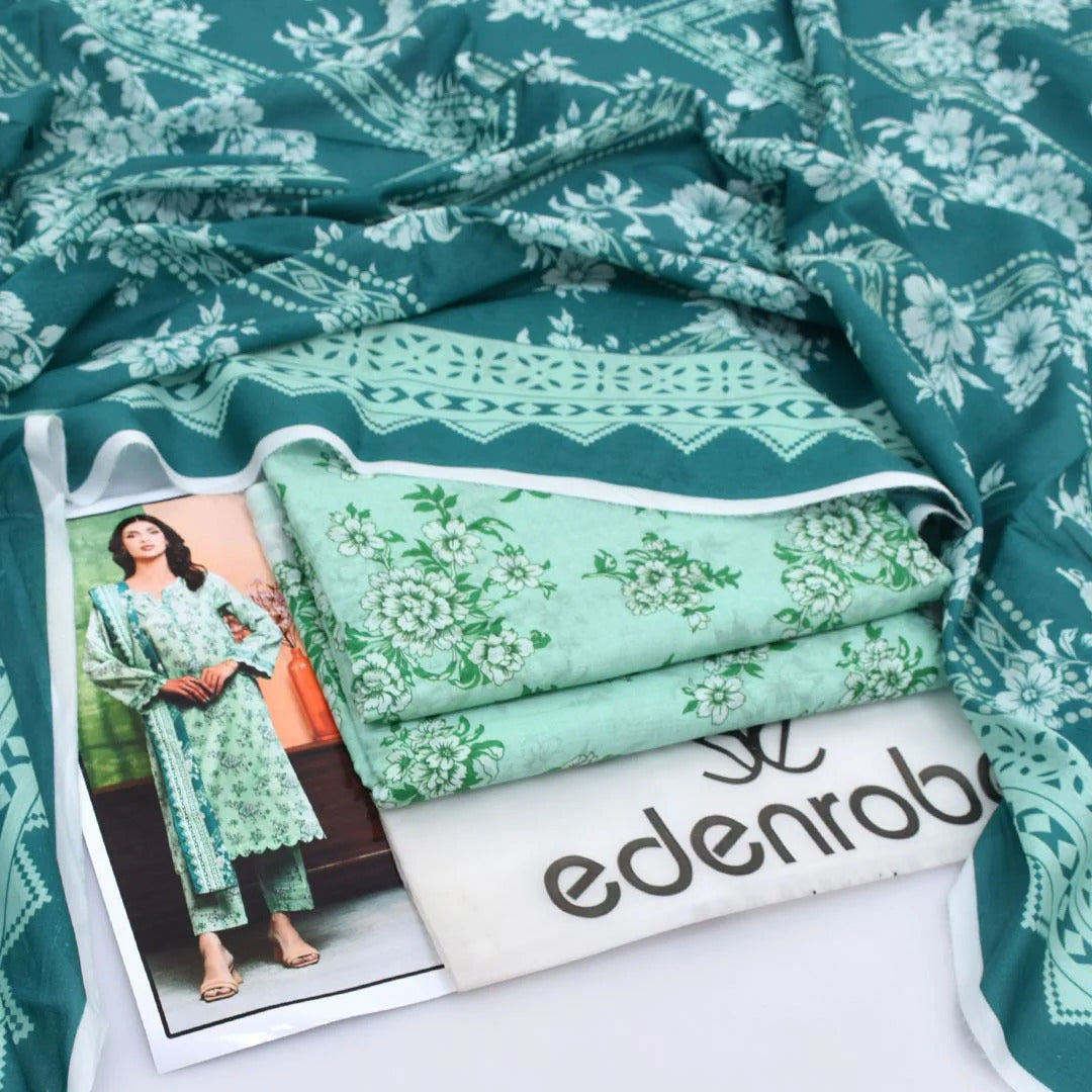 Edenrobe Digital Lawn 3-Piece Un-Stitched