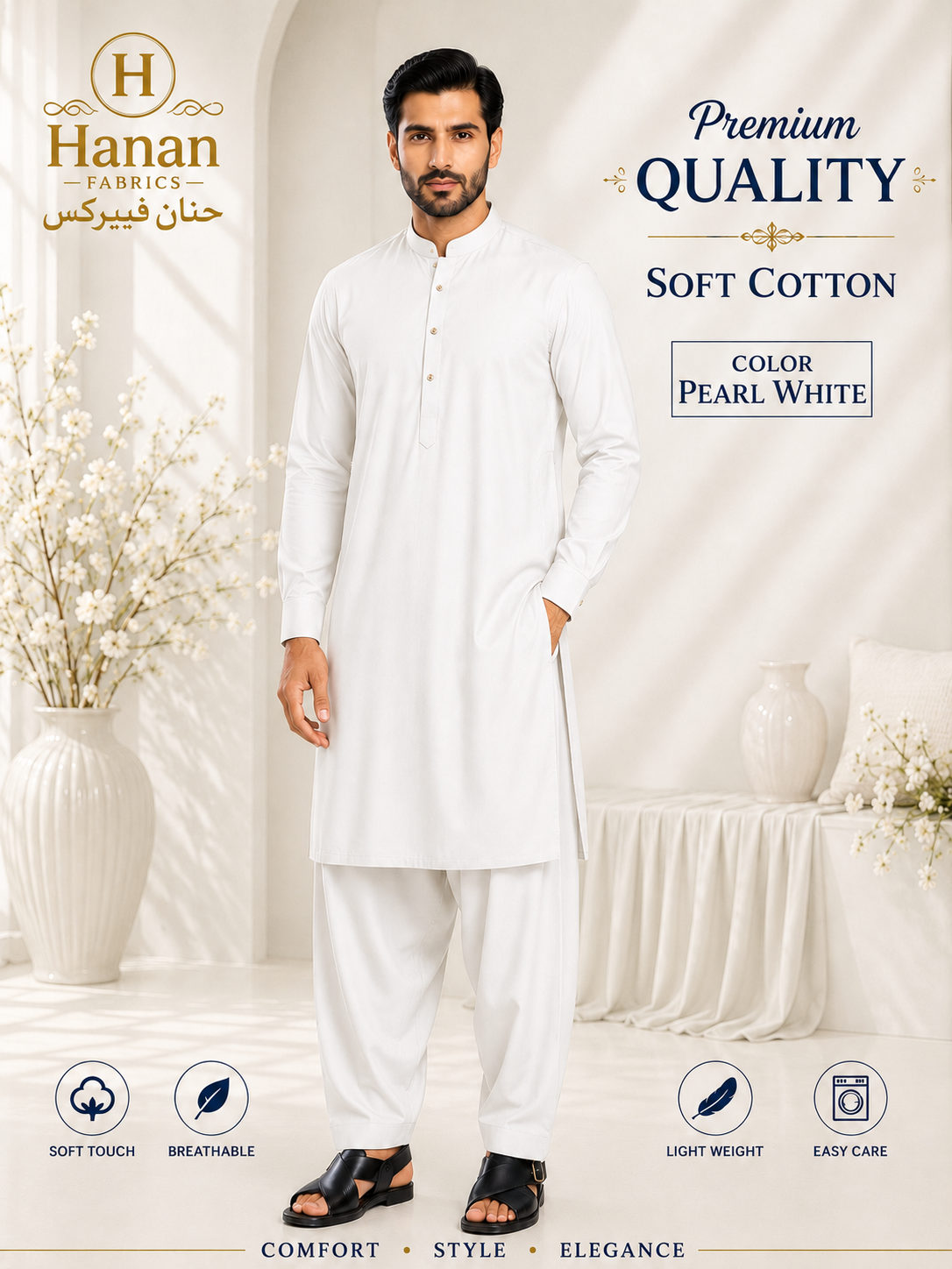 Premium Soft Cotton - Pearl White
