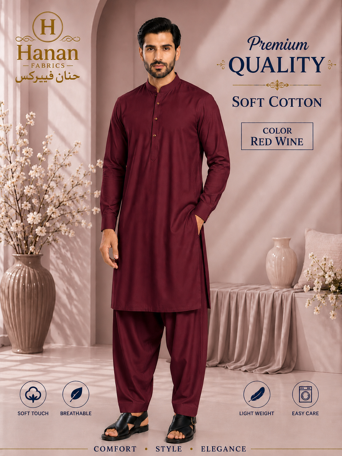 Premium Soft Cotton - Red Wine