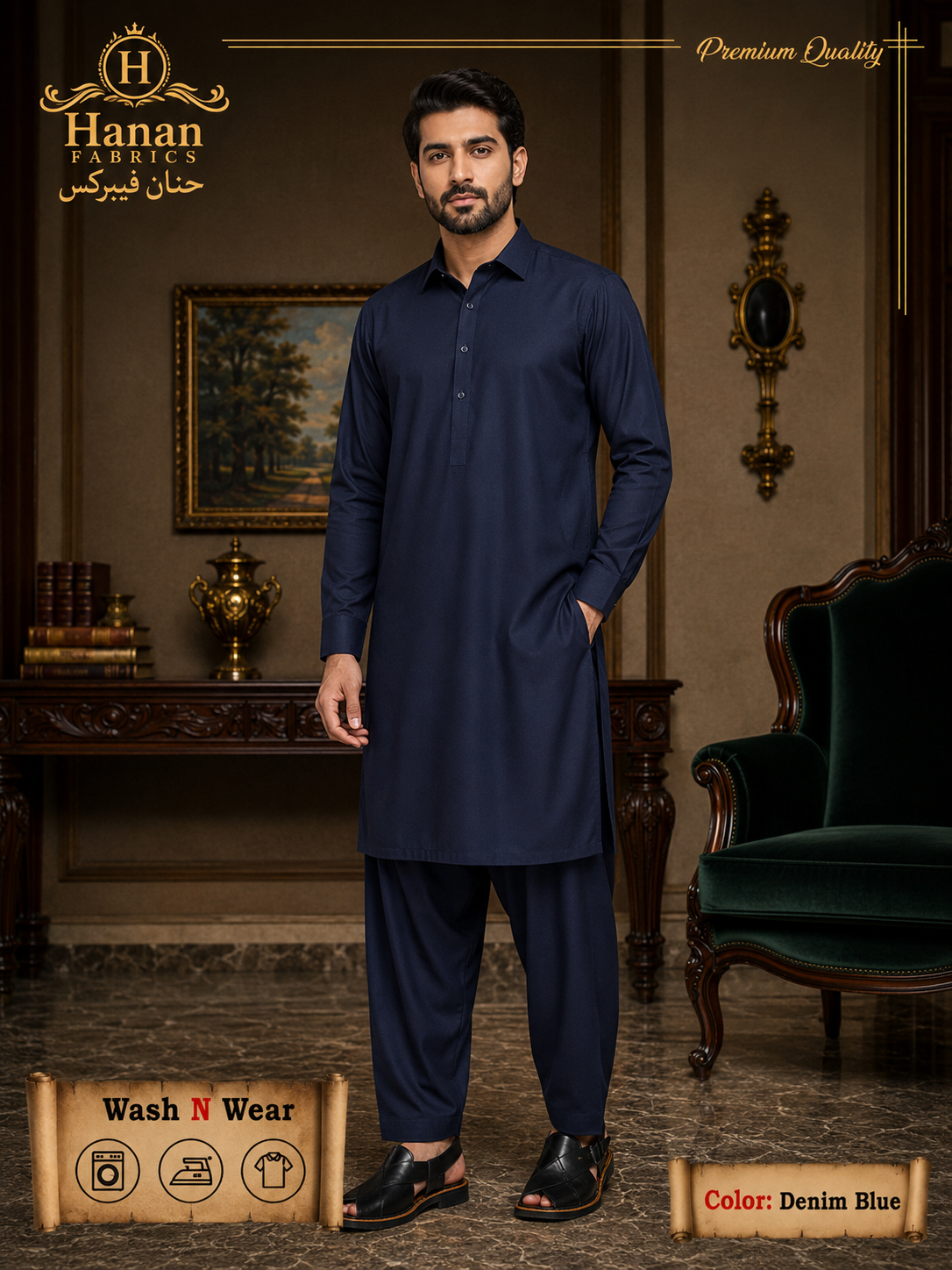 Premium Four Season Wash & Wear - Denim Blue