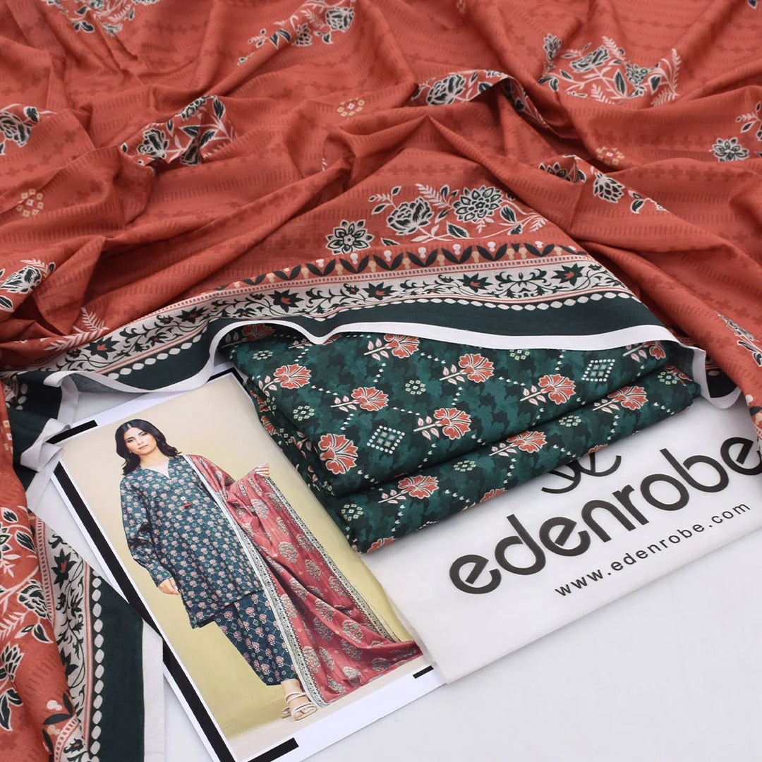Edenrobe Digital Lawn 3-Piece Un-Stitched