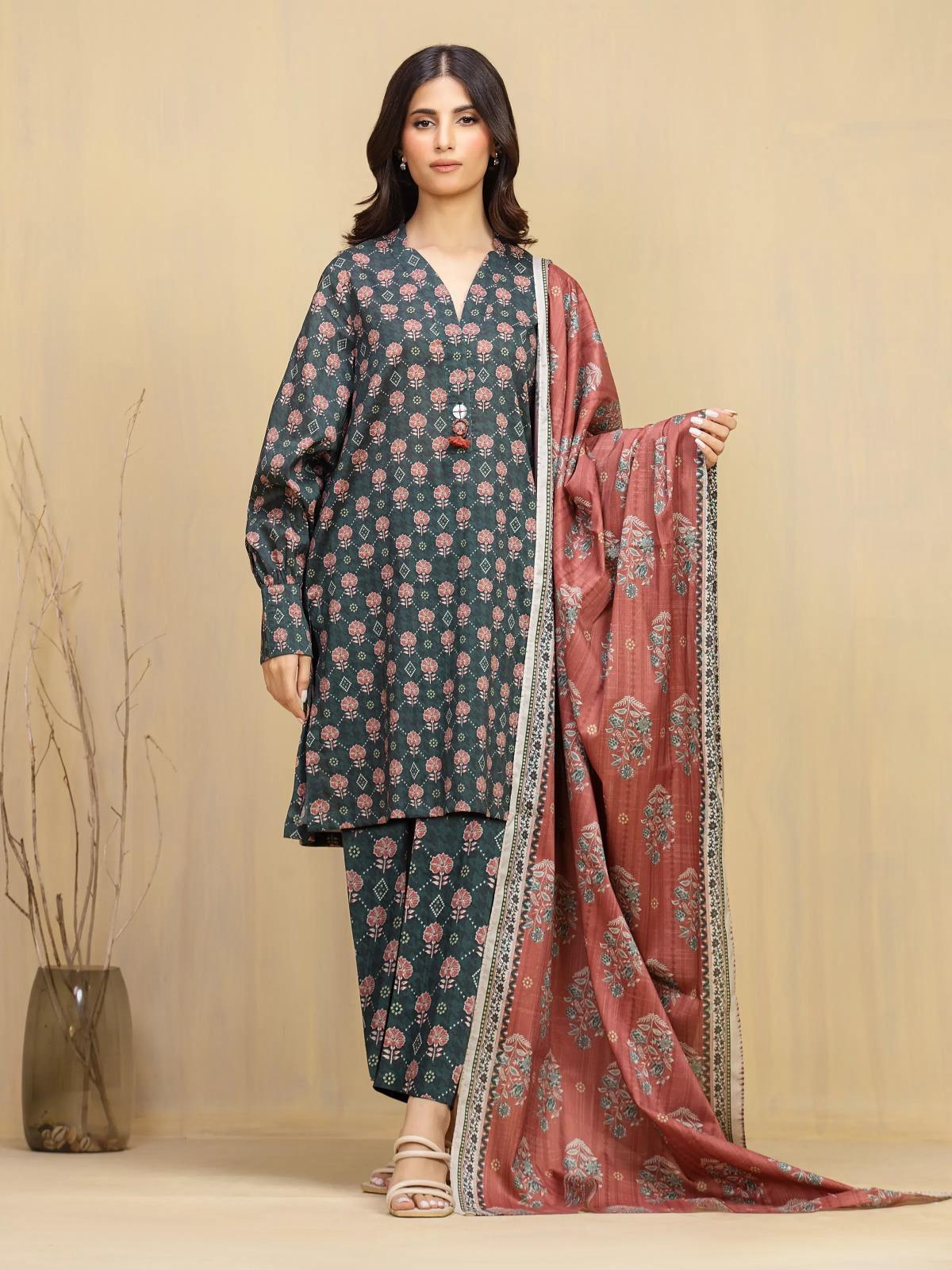 Edenrobe Digital Lawn 3-Piece Un-Stitched