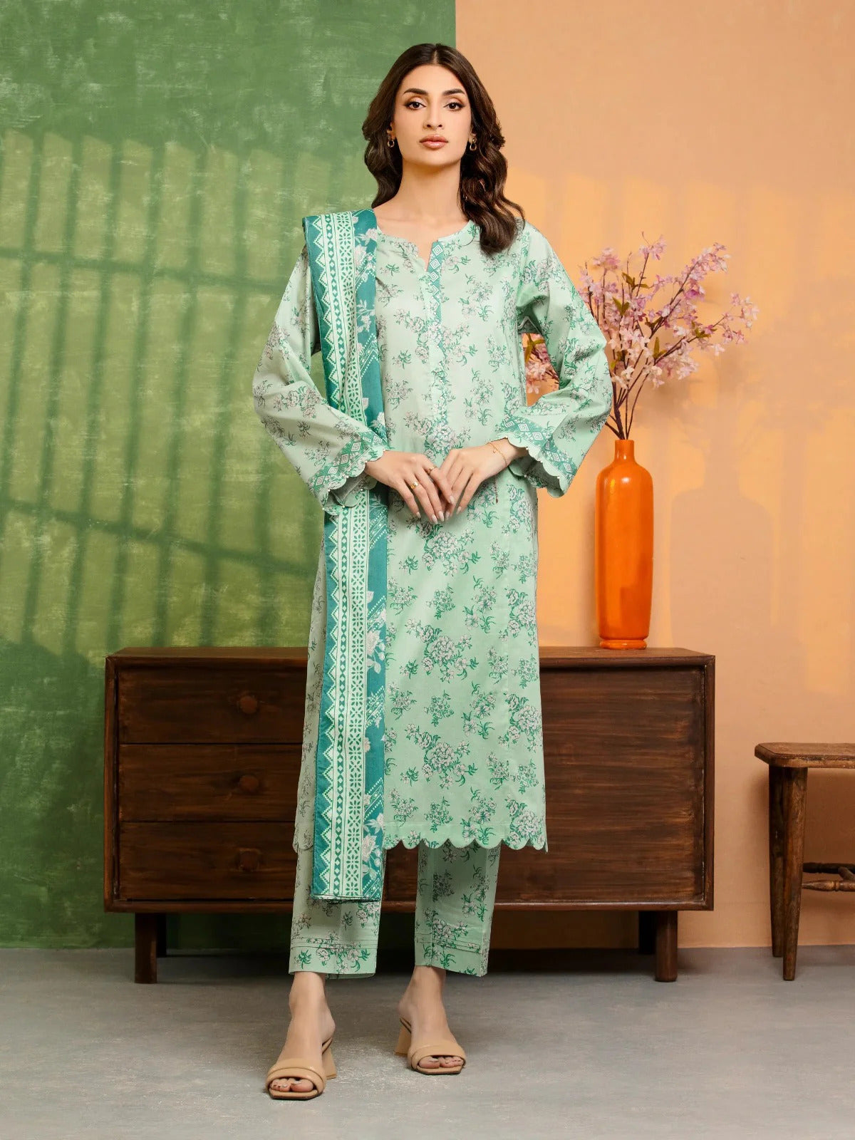 Edenrobe Digital Lawn 3-Piece Un-Stitched