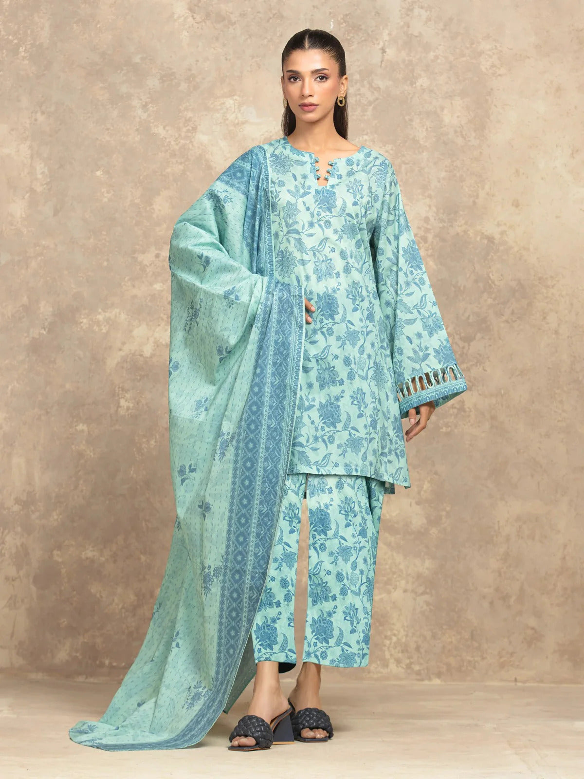 Edenrobe Digital Lawn 3-Piece Un-Stitched
