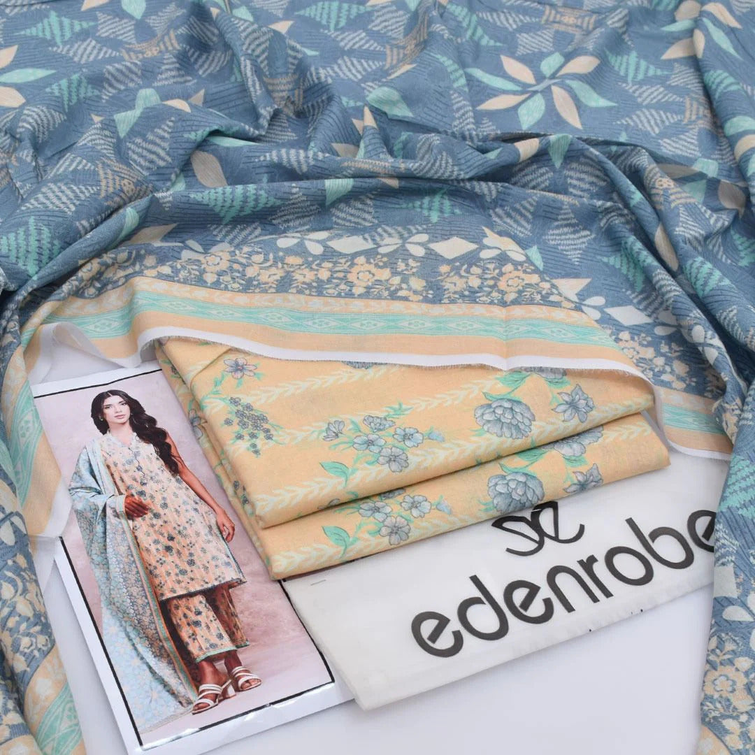 Edenrobe Digital Lawn 3-Piece Un-Stitched