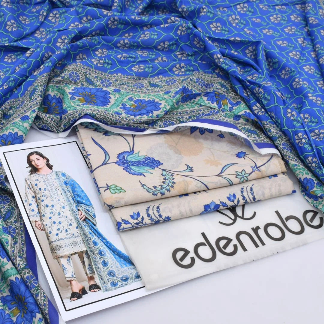 Edenrobe Digital Lawn 3-Piece Un-Stitched