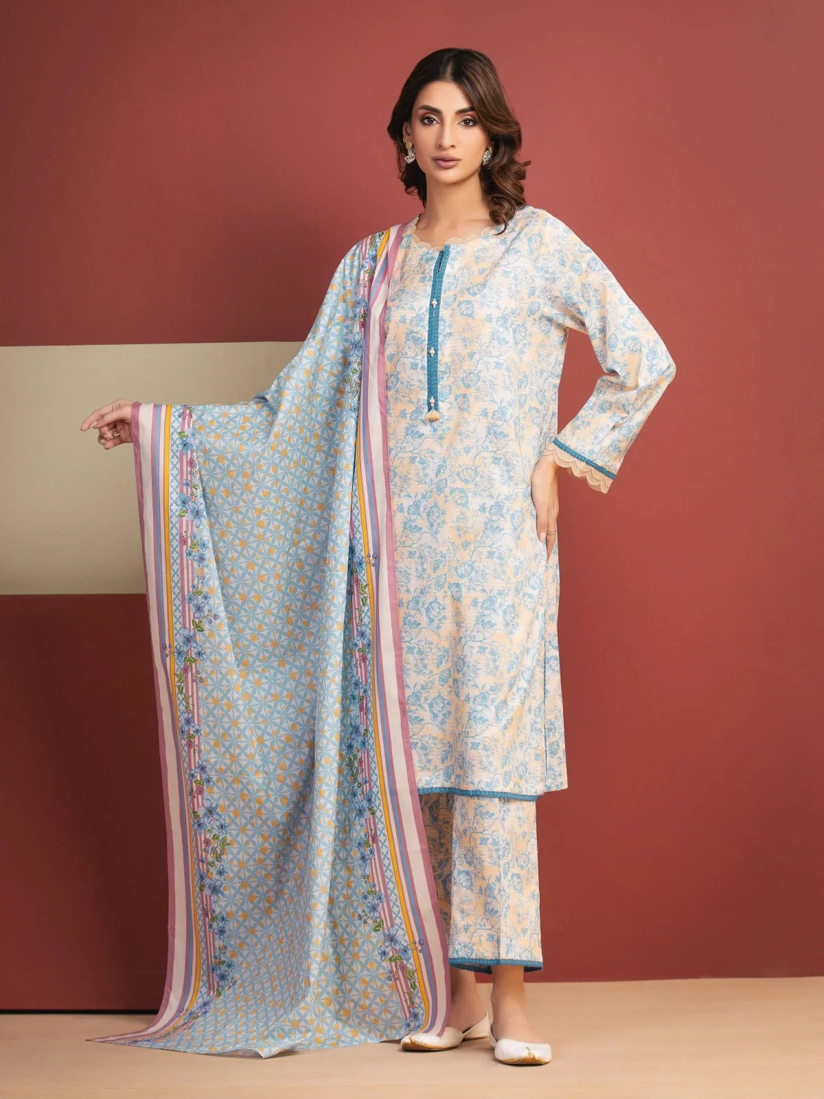 Edenrobe Digital Lawn 3-Piece Un-Stitched